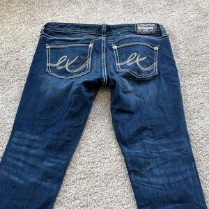 Express Indigo Denim Jeans with Embroidered Pockets